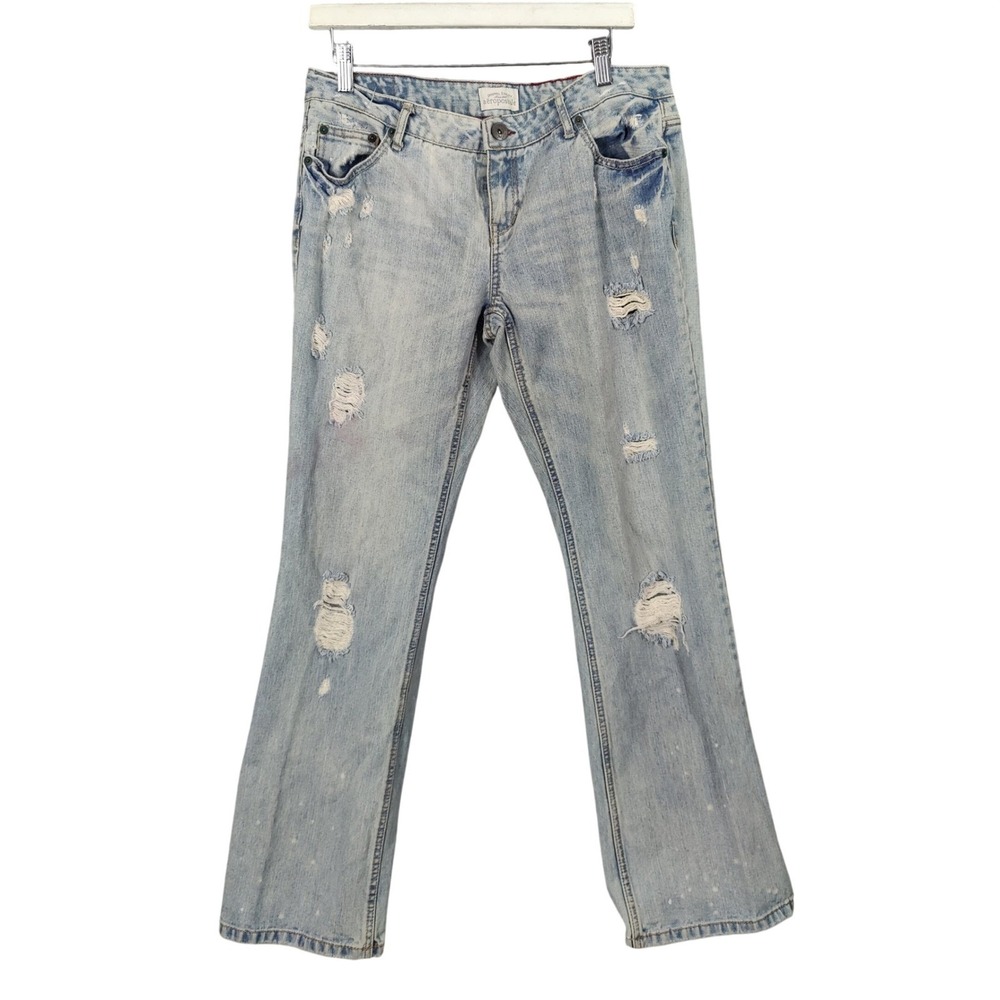 Aeropostale Womens Y2K Grunge Chelsea Bootcut Jeans 13/14 Reg Light Wash Ripped